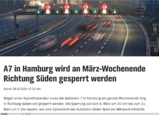 JHV am Sonntag: Anreise aus dem Norden