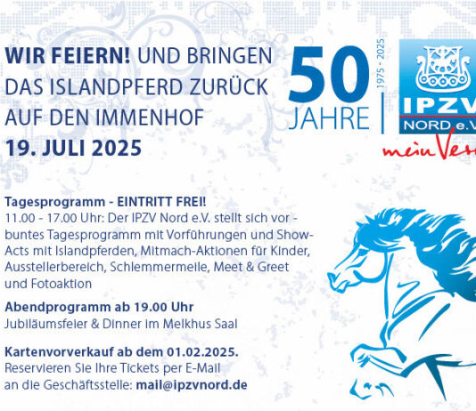 Feiert mit uns 50 Jahre IPZV Nord! Wir bringen das Islandpferd zurück auf den Immenhof