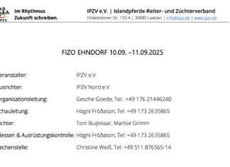 FIZO Ehndorf: Starterlisten und Zeitplan